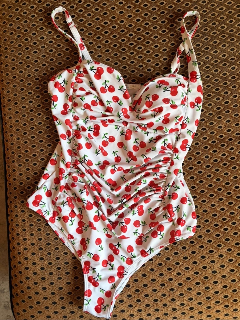 Cherry Print Tummy Control One-Piece Swimsuit - White & Red